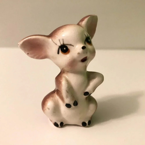Vintage Tiny Deer Fawn Ceramic Figurine Japan 2.25  Inch Tall Collectible Figure - Picture 11 of 11